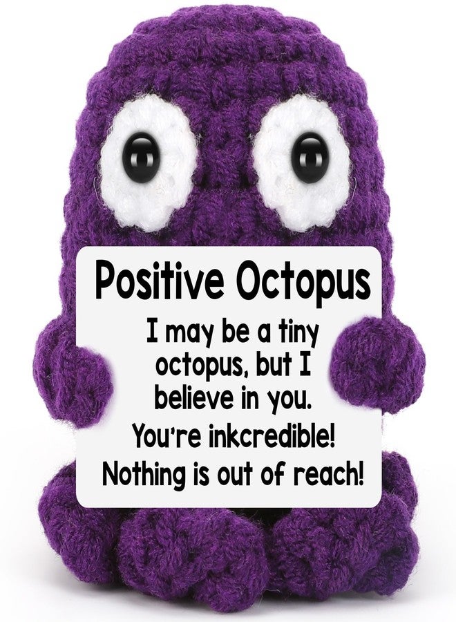 BdayPtion Mini Octopus Positive Crochet Animals Birthday Gifts for Women Men, Boss Day Gifts, Halloween Christmas Stocking Stuffer Gift for Teens, Mental Health Emotional Cheer Up Support Cute Stuff Octopus - Image 1